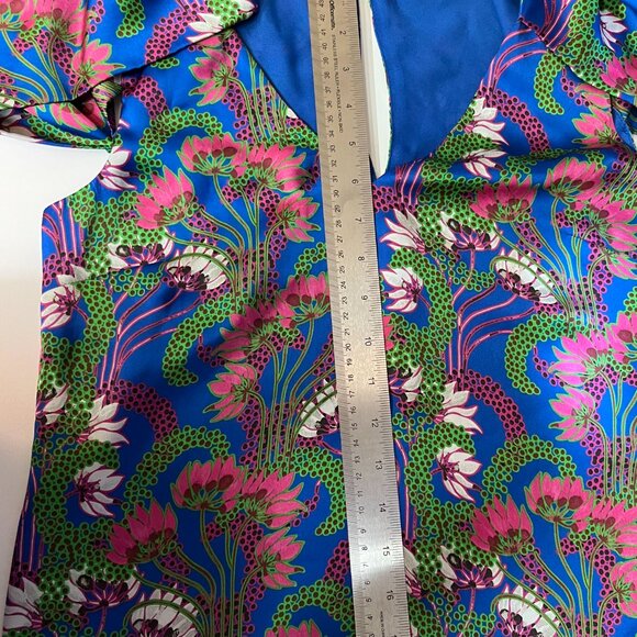 Tintoretto Puff-Sleeve/Cap-Sleeve Lined Silky Colorful Blouse - XS/S - Picture 2 of 13